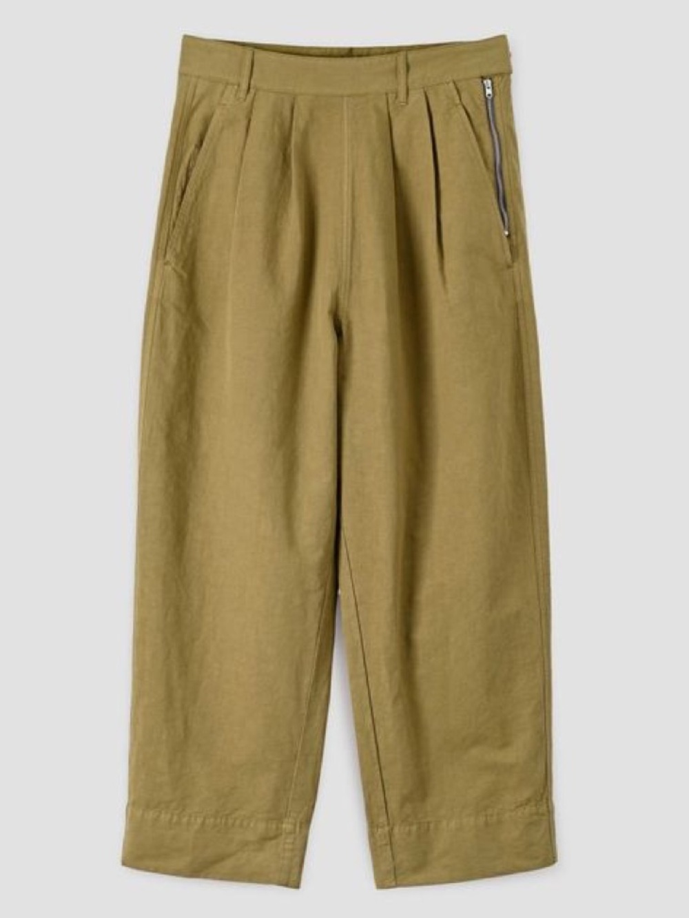 MHL. by Margaret Howell Side Closure Trouser High-Waist Cropped Pants in Olive